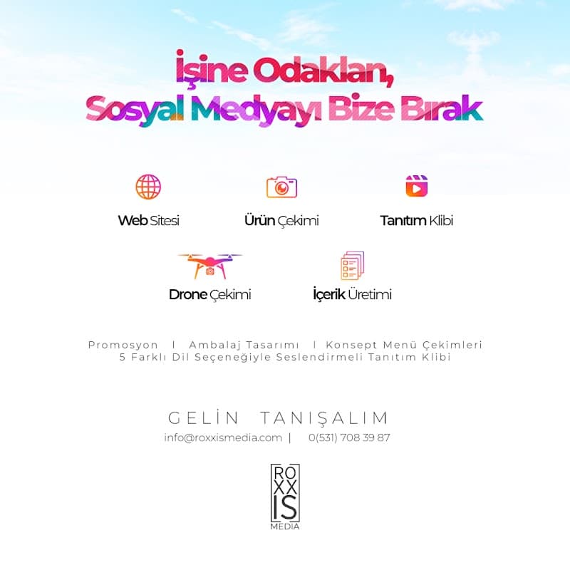 Roxxis Media - Reklam Ajansı l Sosyal Medya Ajansı - Tanıtım Klibi - Web Tasarım - Marka Geliştirme - E-Ticaret görseli