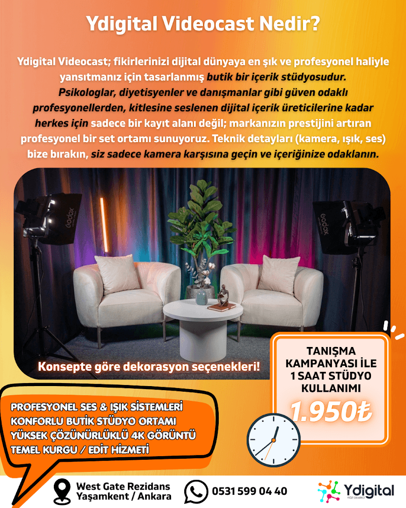 Ydigital Sosyal Medya Ajansı ve Videocast/Podcast Stüdyosu görseli